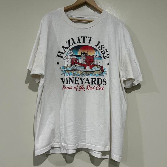 Vintage Hazlitt Vineyards Red Cat Tee Shirt - Picture 1 of 4